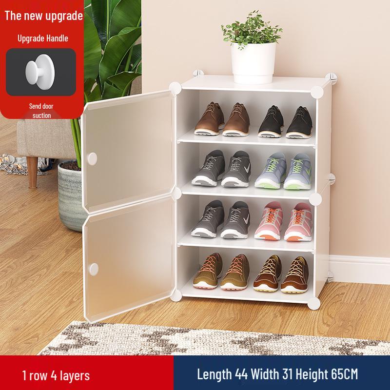 

Multi-Layer Plastic Shoe Rack for Home & Dorm Entryway Storage White matte shoe cabinet