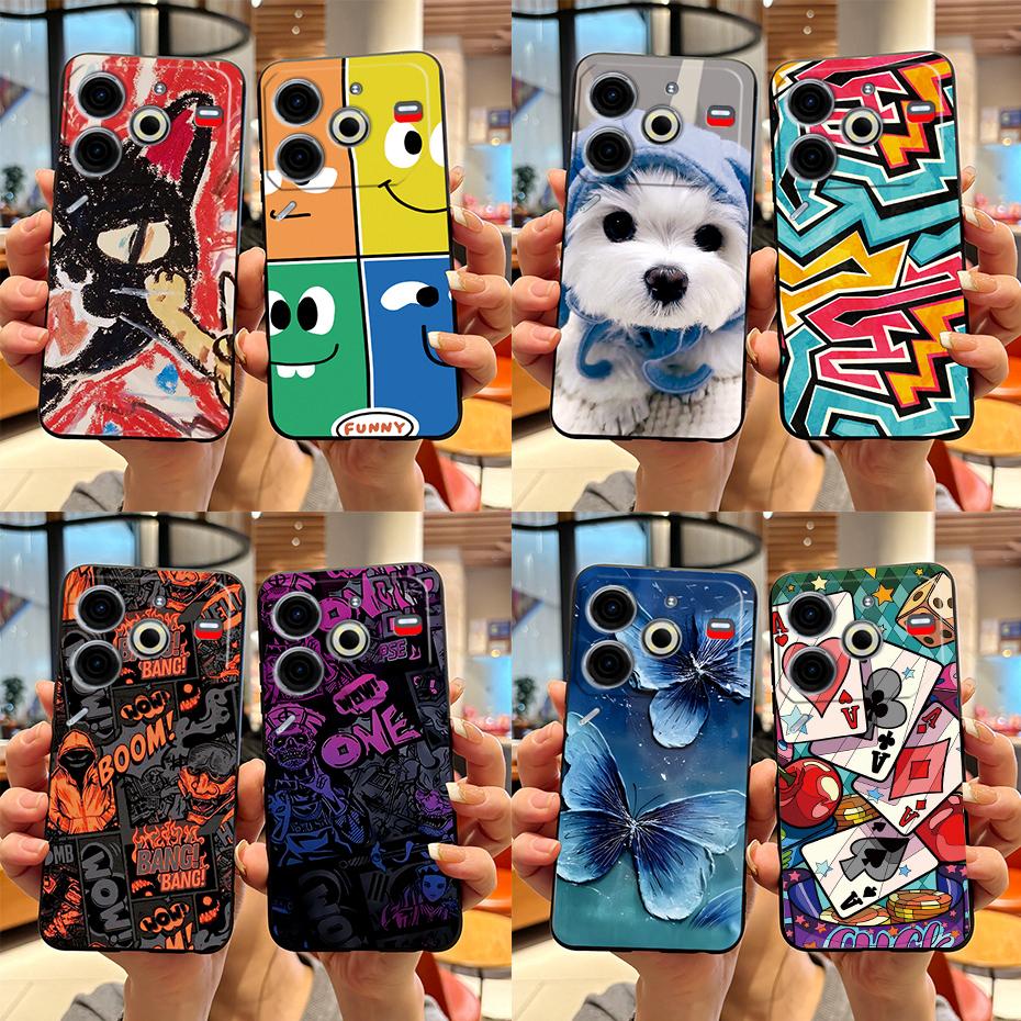 6.78" For Tecno Pova 6 Neo Case Pova6 Neo Back Cover Stylish Pattern Black Silicone Soft Phone Cases For Tecno Pova 6 Neo Fundas