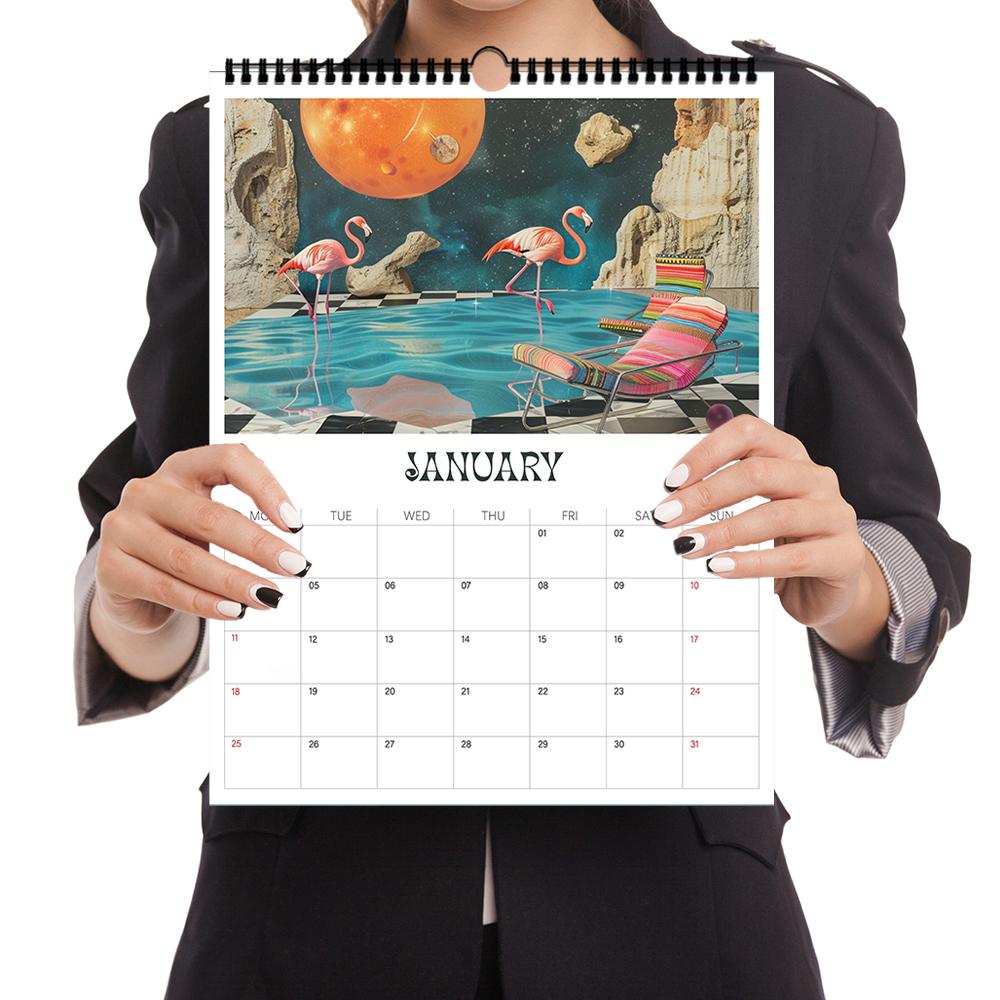 1pc 2026 Wall Calendar, Space Art, Realistic Sci-Fi Design, 12 Unique Patterns, Perfect Gift for Birthdays & Holidays