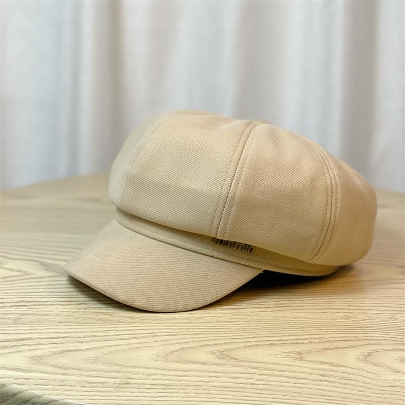 New Octagonal Hat for Women in Autumn and Winter British Beret Thin and Small Head Circumference Japanese Style Literary Peaked Cap Painter's Hat