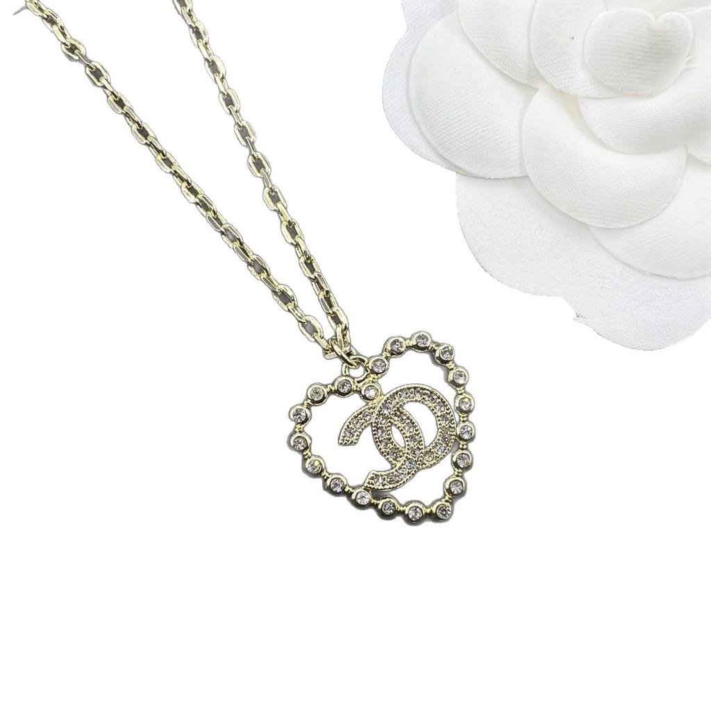 Damen 2025 Coco Stil Diamant Stern & Herz Doppel C Choker Halskette