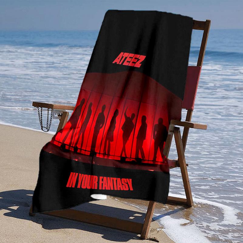 proof beach towel with ATEEZ pattern - soft,absorbent,quick-drying,machine washable - perfect for swimming,camping,bathing
