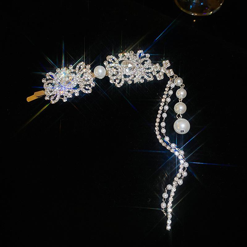 Holiday style retro silver diamond-encrusted wind fringed hair accessories ethnic style bangs hairpin BB clip headgear travel