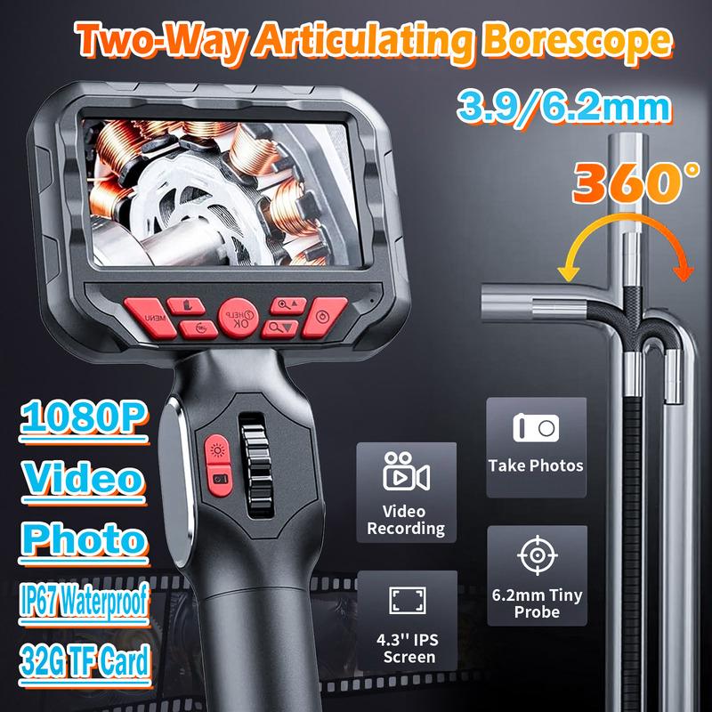 Single 360 Degree Rotating Dual Lens Automotive Boroscope Sewer Pipe Inspection Endoscope Camera Industrial 3.9mm High Quality