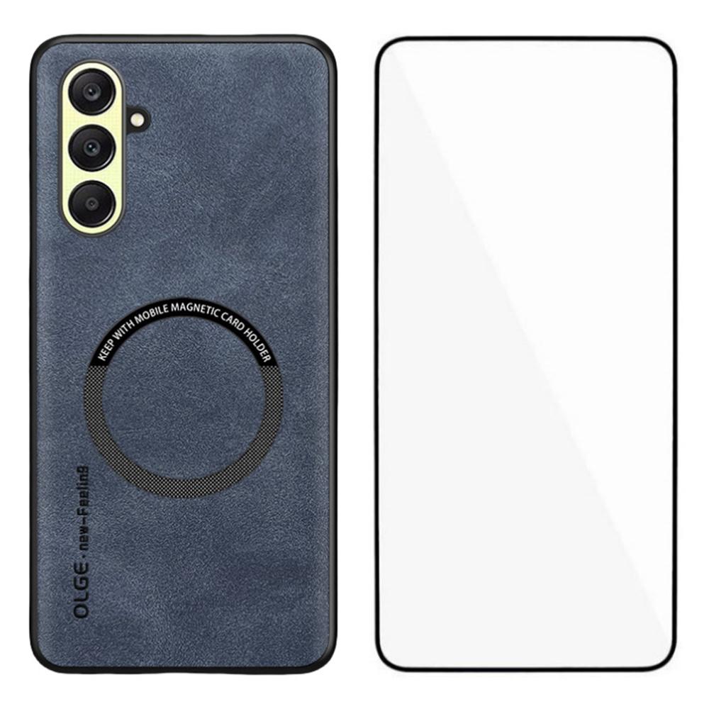 WANLONFENG YBP Series For Samsung Galaxy A26 5G Magnetic Case with Tempered Glass Film PU+TPU Phone Cover Large Cutout