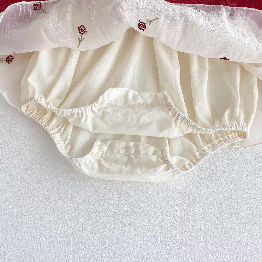 Tuta Pagliaccetto Principessa Bambina Stile Cinese - Outfit Primavera & Autunno per 100 Giorni a Un Anno