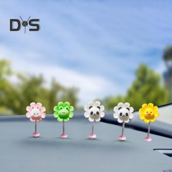 Car Dashboard Decorations Shaking Cartoon Animal Flower Ornament Car Accessoriea Home Office Desk Decoration with Spring
