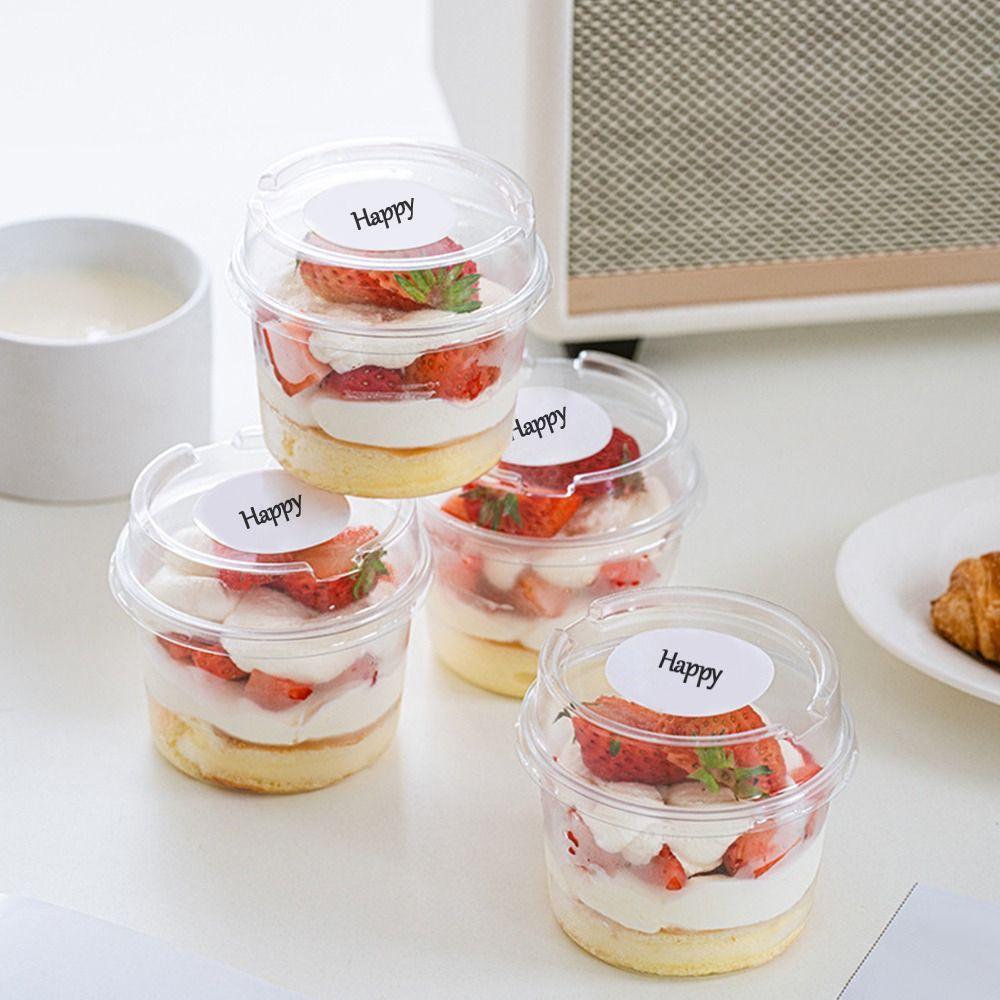 50PCS Transparent Bowl Disposable Pudding Cups Plastic Material Dessert Cups Yogurt Cup  Yogurt