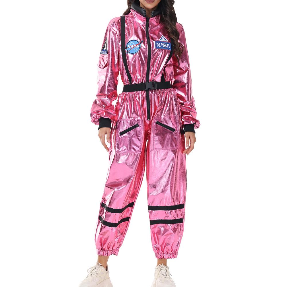 Women's Astronaut Halloween Cosplay Costume - Space Suit for Club or Stage Performance, Bright Colors with Hot Stamping.