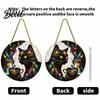 Modern Cat Room Decor Moon Halloween Window Hanging Decor Mystical Black Round Sign Craft Decoration for Indoor Outdoor Wall Art Gothic Home