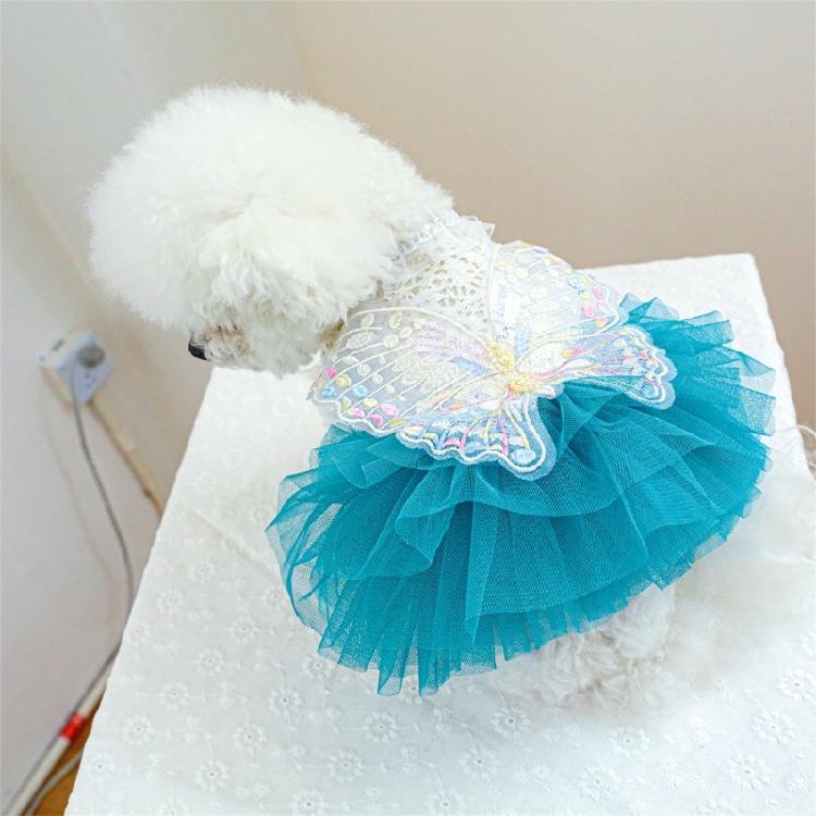 Dog Tulle Dresses Cats Princess Dress Pet Costume Dress with Embroidery Butterfly Wedding Cats Formal Event Photo Outfit