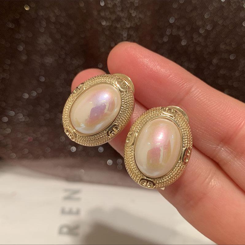 Large Retro 925 Pearl Earrings with Niche Ear Buckles for Women