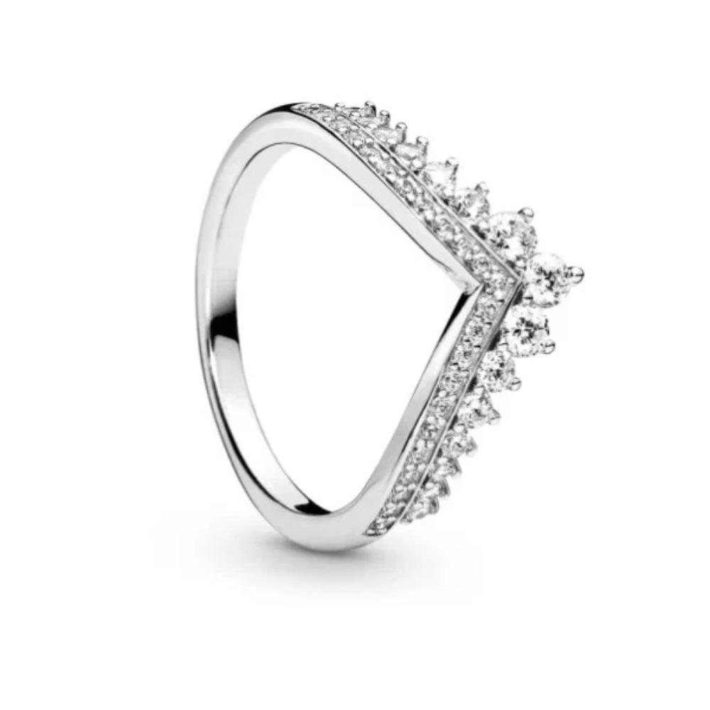 Boże Narodzenie Srebro 925 Korona Serce Kwiat Skrzydło Cyrkon Błyszczące Pierścionki Dla Kobiet Biżuteria Fine Jewelry ślub Rocznica Prezenty