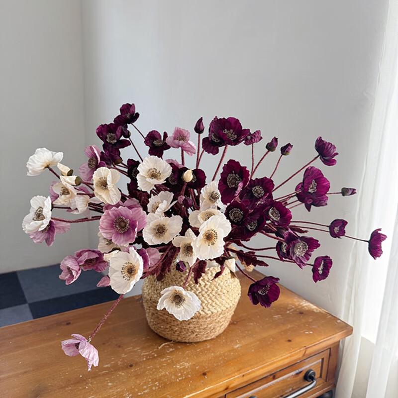 Wu Li Höst Flockad Vallmo Konstgjorda Blommor (5 st)