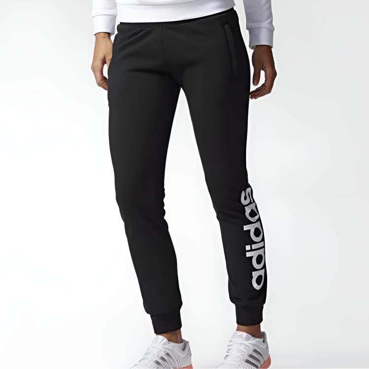 Adidas Casual Side Stripe Knitted Sports Pants Women Bottoms Black BK5235