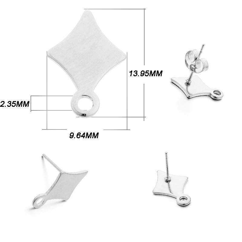 10Pcs/Lot Stainless Steel Earring Base Geometric Leaves Earrings Stud with Hole Connectors for DIY Jewelry Making Accessories
