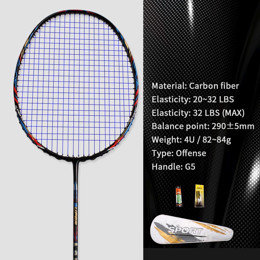 21-30 LBS Badminton Racket Carbon Fiber Man Woman Adult High Elasticity Durable Major Attack Racket Defense Competition Level