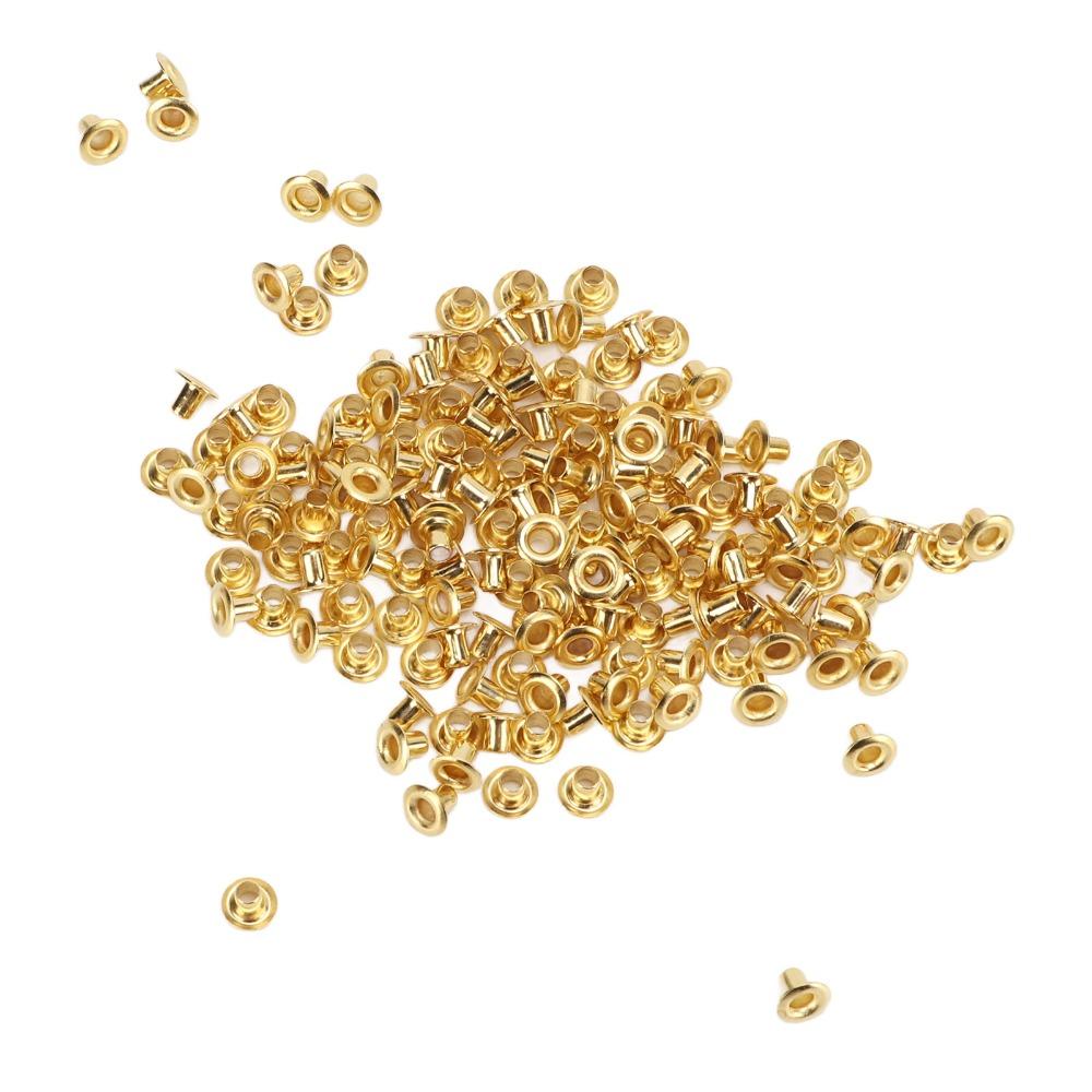 500pcs Through Hole Design Grommets Kit Gold Tone Metal Eyelets Tiny Hollow Rivets For DIY Project