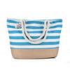 Striped Beach Tote Bag Canvas Foldable Travel Handbag Large Capacity Zipper Gym Grocery Vacation Bags