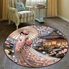 1pc Japanese Garden Temple Round Rug Zen Aesthetic Floor Mat Tea Room Decor Floral Pattern Luxury Home Accent Piece