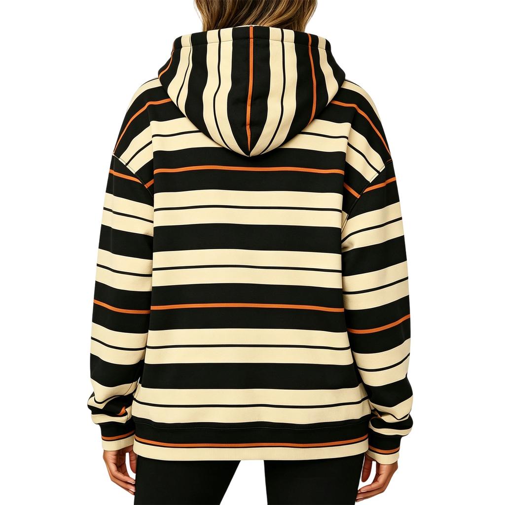 Women's Fashion Striped Print Long Sleeve Pullover Hoodie with Pockets for Halloween
