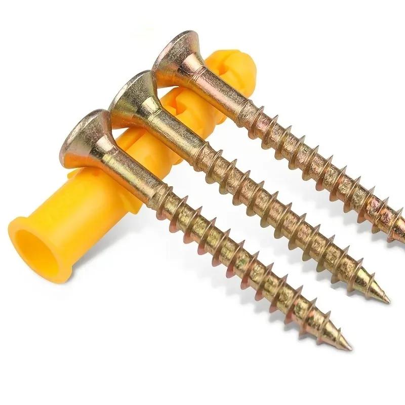 100pcs Drywall Anchor Kit - 50 Plastic Wall Anchors & 50 M6/M8 Galvanized Screws Phillips Flat Head for Wall Galvanized Screws