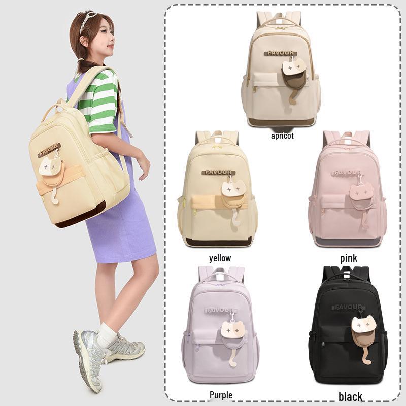 Stylish Solid Color Backpack for Middle and College Girls: Korean-Inspired, Large Capacity