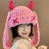 Soft Warm Little Devil Long Ears Cap Elastic Knit Pullover Hat New Warm Windproof Cap For Women