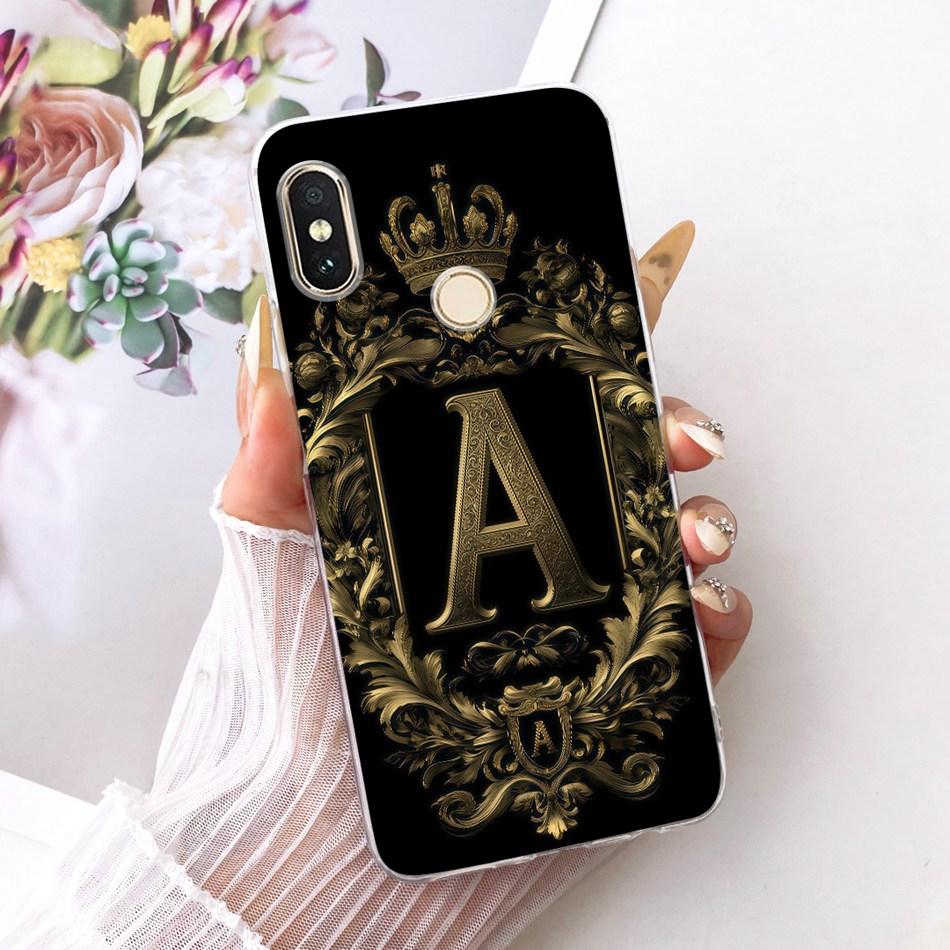 For Xiaomi Redmi Note 6 Pro Royal Crown Initial Letter Couple Phone Case For Redmi Note6 Soft Silicone TPU Covers Bumpers