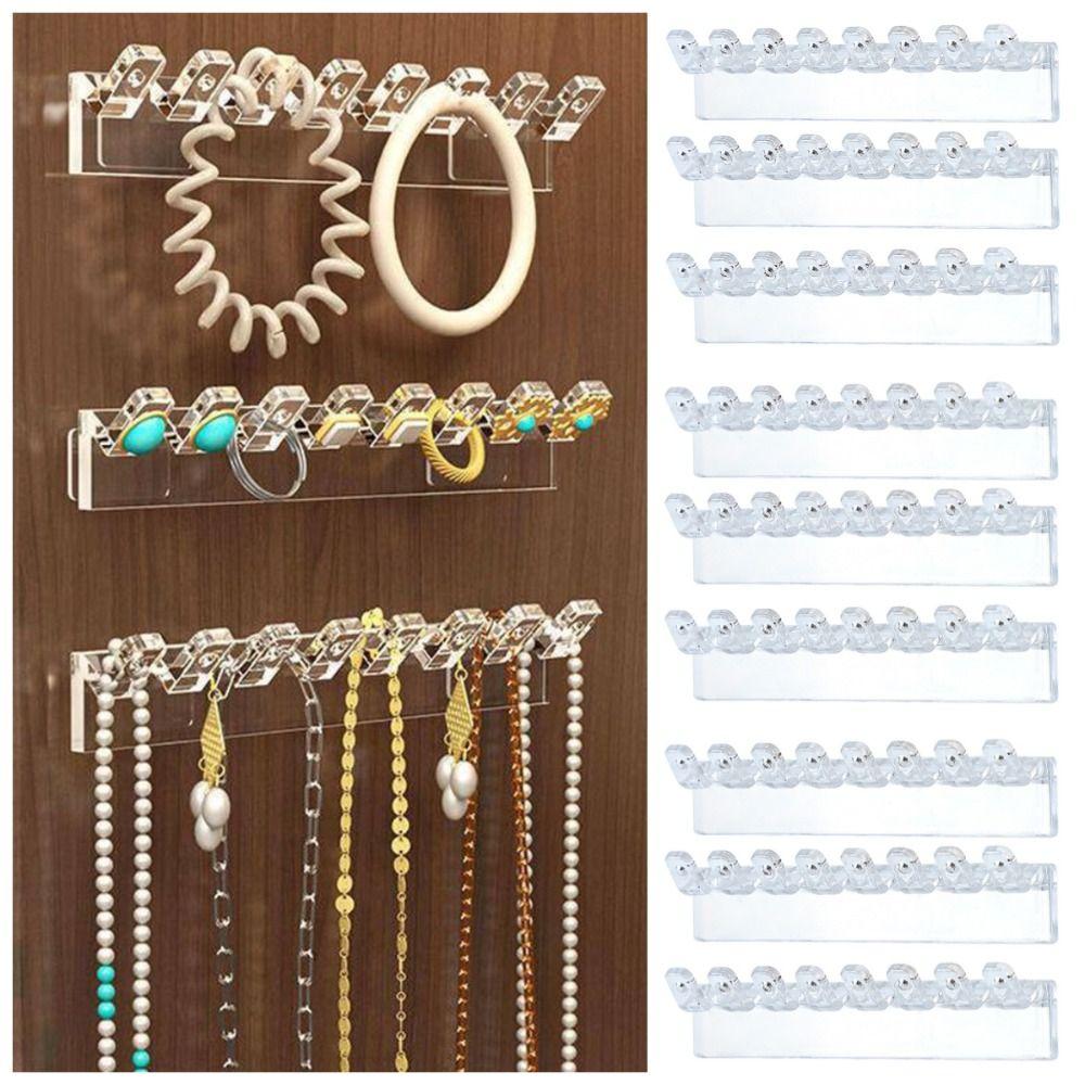 9Pcs 8 Hooks Necklace Holder Transparent Jewelry Display Stand for Bangles, Bracelets and Rings