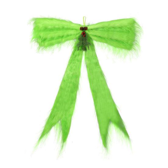 

Extra Large Green Christmas Tree Topper Bow with LED Light 47.2 x 23.6 Plush Faux Fur Bow with Pinecones Berries for Front Door Holiday Party Decor зелёный