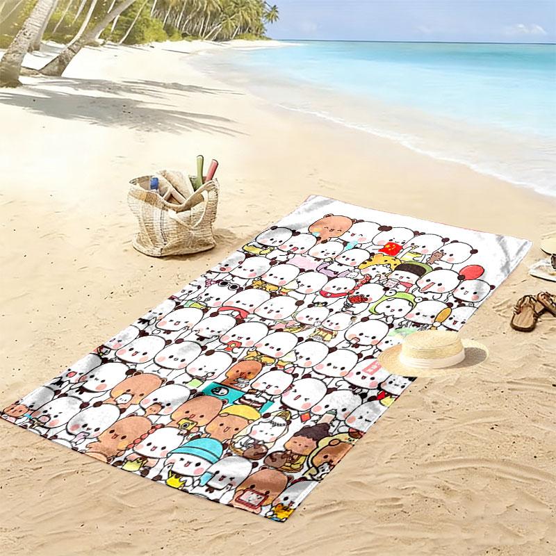 H67212Peach Goma Print Beach Towel, Large Soft Quick Dry Towel for Beach Camping Swimming