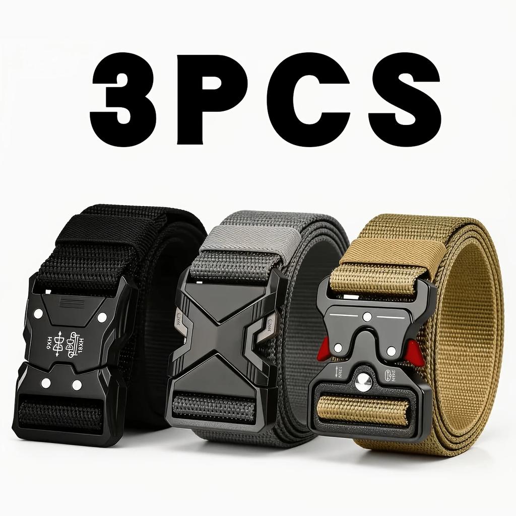 3pc Quick release belts adjustable for outdoor use durable and thick multifunctional men belt Casual golf belts for men