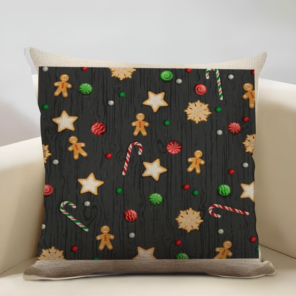 Merry Christmas Cushion Cover Household Decoration Linen Sofa Cushion Cover: Skin-Friendly & Breathable With Invisible Zipper