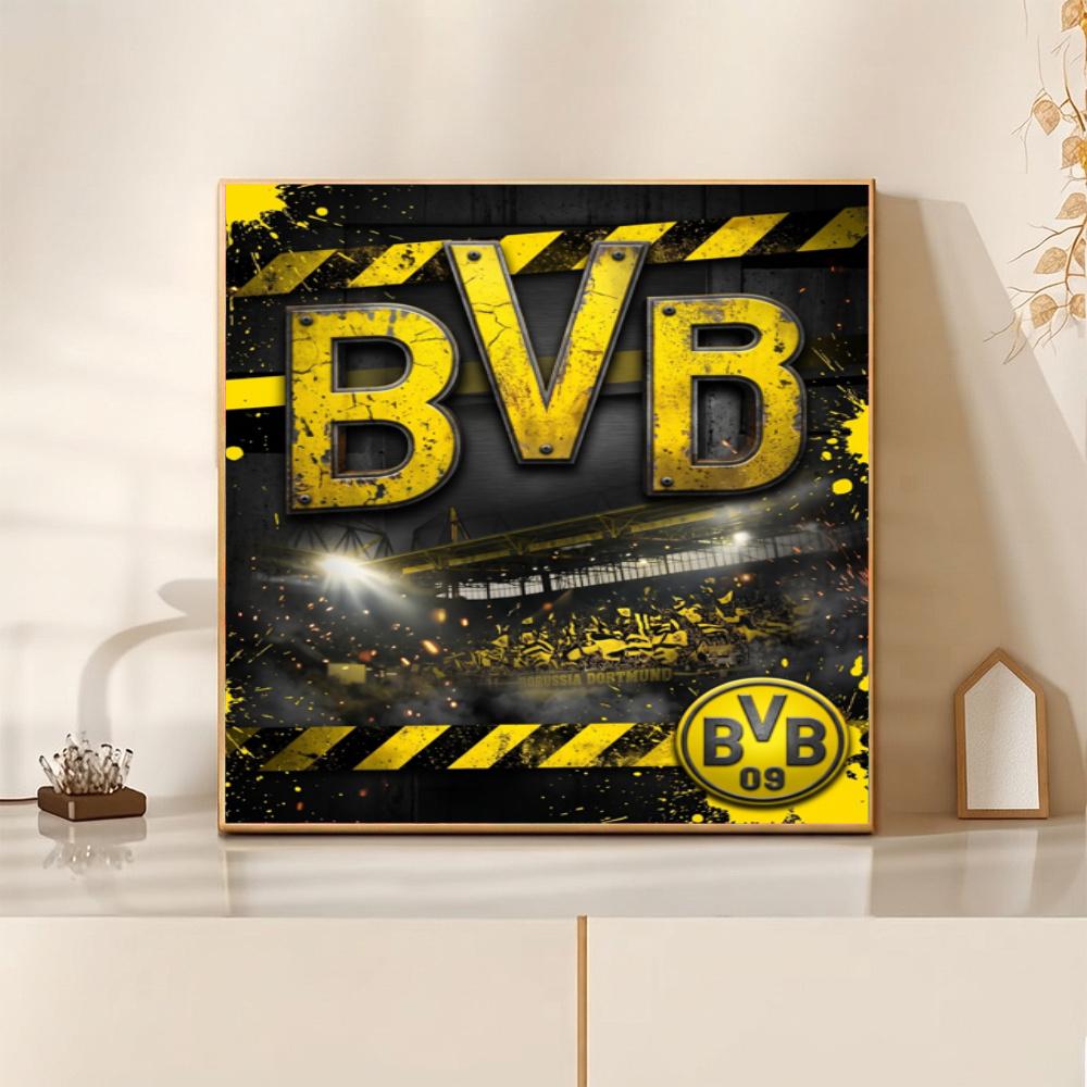Bvb Soccer Team Stadium Theme Diamond Painting Round Diamond Mosaic Rhinestones Diamond Embroidery Craft Kit Wall Decor Without Frame