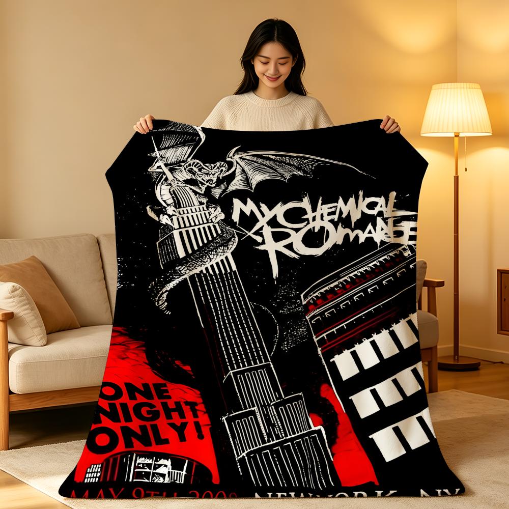 Band M-My C-Chemical R-Romance Throw High-Density Short Plush Blanket Soft Skin-Friendly for Sofa Nap Air-Conditioned Room