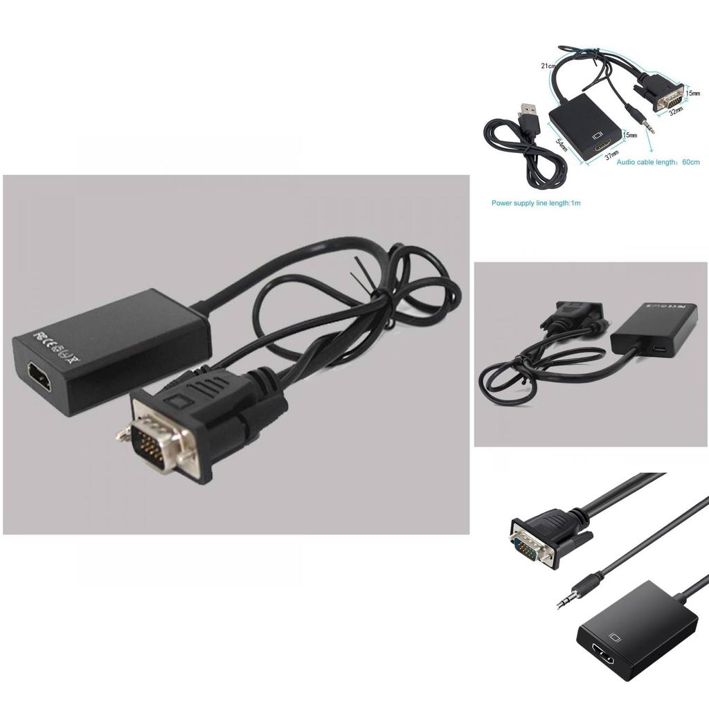 Cabo Conversor VGA para HDMI Núcleo de Cobre para HDTV Monitor PC Gaming Configuração de Home Theater