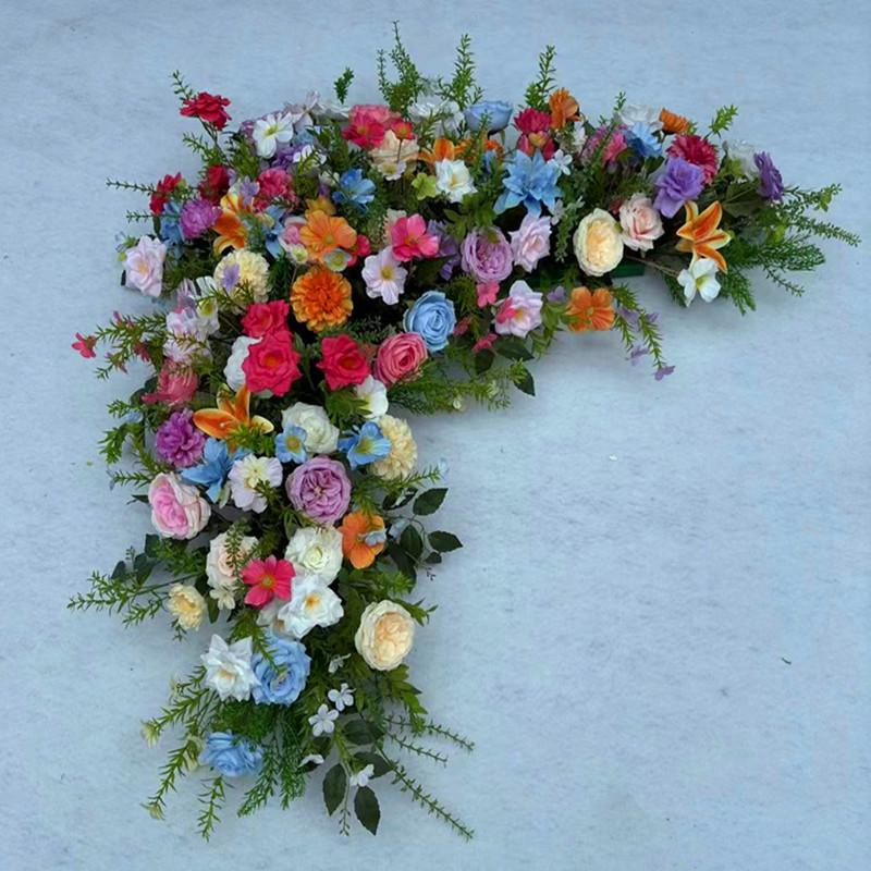 Triangular Silk Flower Wedding Arch Arrangement for Reception Background