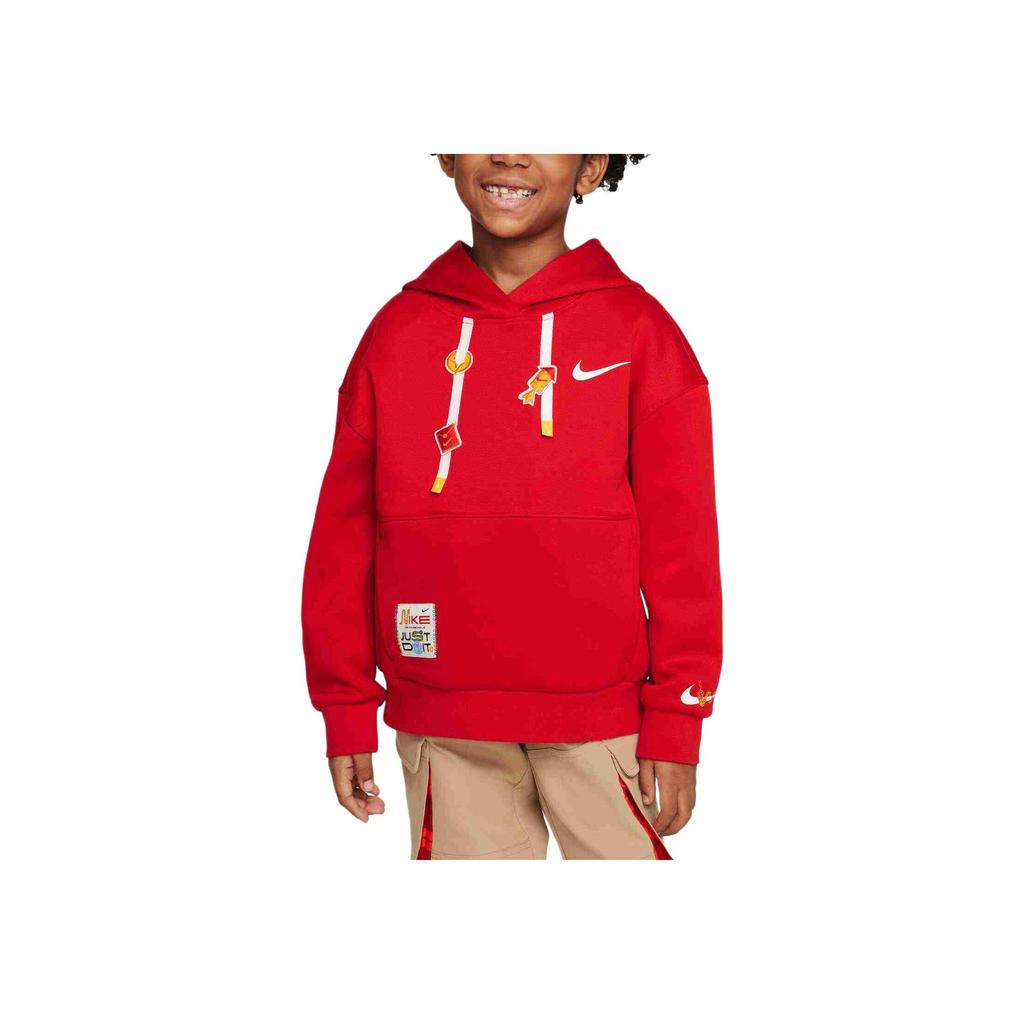 Nike Hoodie Pullover Long Sleeve Kids Tops Red IH0982-657