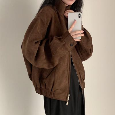 Trendy Women's Retro Suede Jacket: Petite High-End Short Style for Spring/Autumn 2026