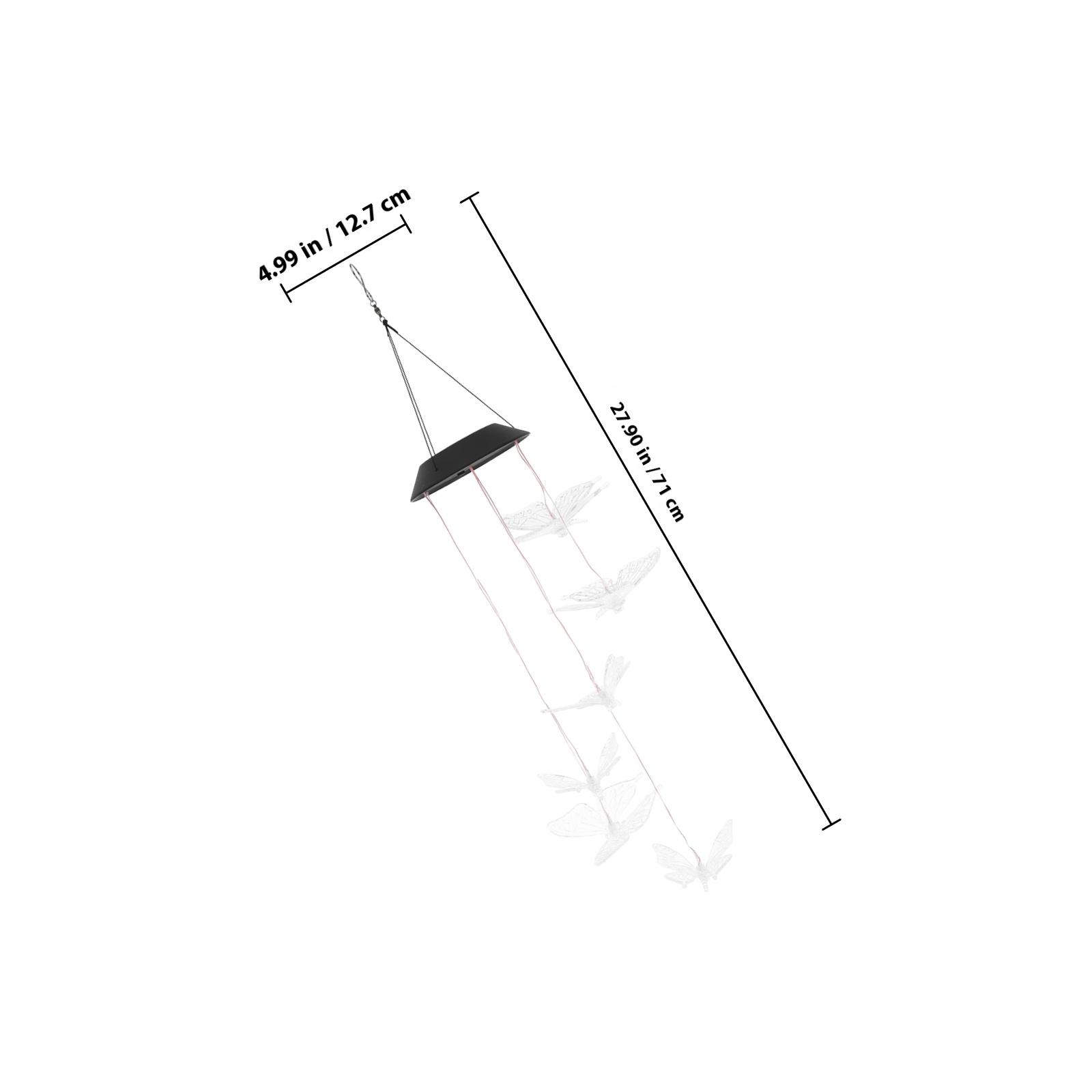 

Solar Wind Chime Light LED Hanging Colorful Butterfly Lamp Rechargeable Garden Yard Patio Outdoor Decorative Lights прозорий