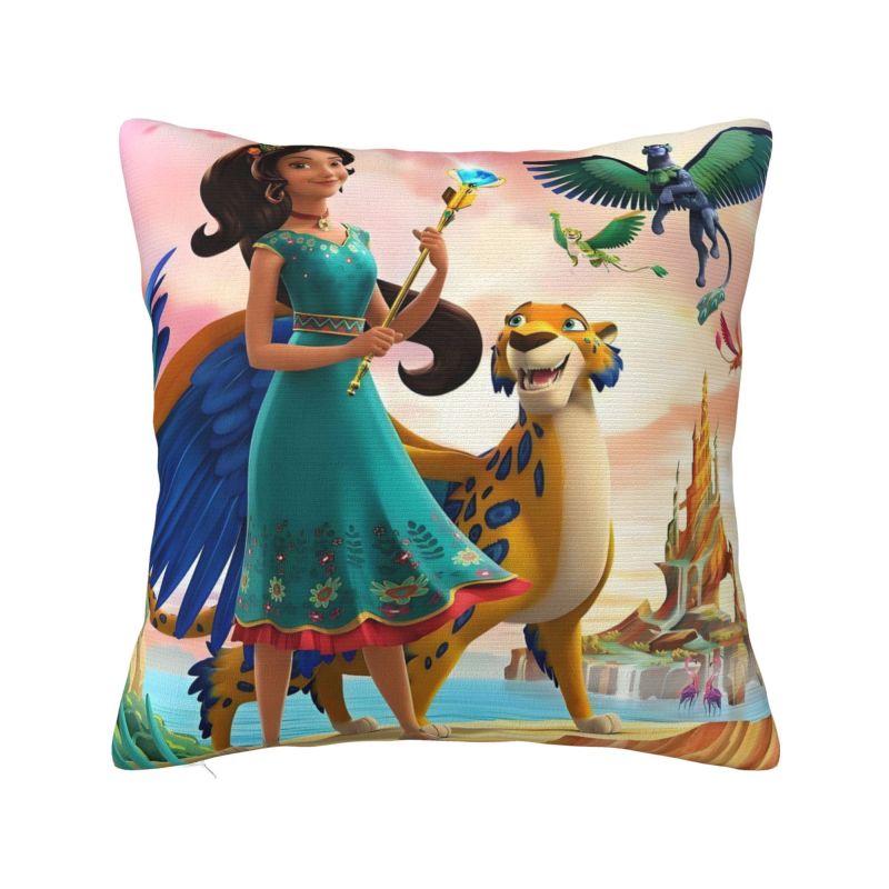 Модная Наволочка для Подушки Мультяшная Елена из Авалора 40x40 см Мягкая Милая Декоративная Подушка-Плед Disney Anime для Дивана Квадратная Наволочка Домашний Декор 12x12Inch