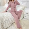 Women's 2 Piece Pajama Set Long-Sleeve Top with Bow And Long Pants Sleepwear Set Casual Fall Loungewear Pjs Set