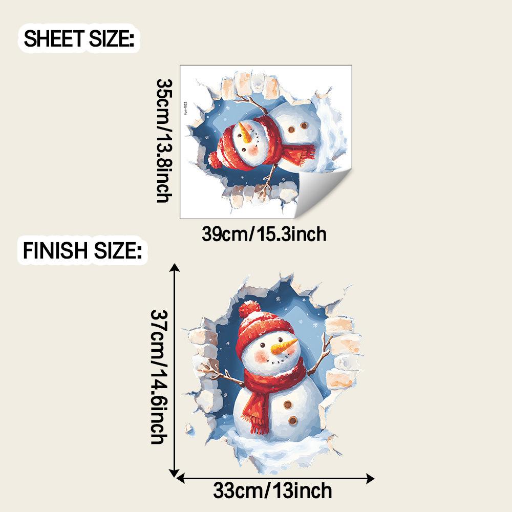 

Оптовая продажа мультяшных наклеек на стену с рождественским снеговиком, создающих праздничную атмосферу, для украшения стен дома, самоклеящихся, на экспорт