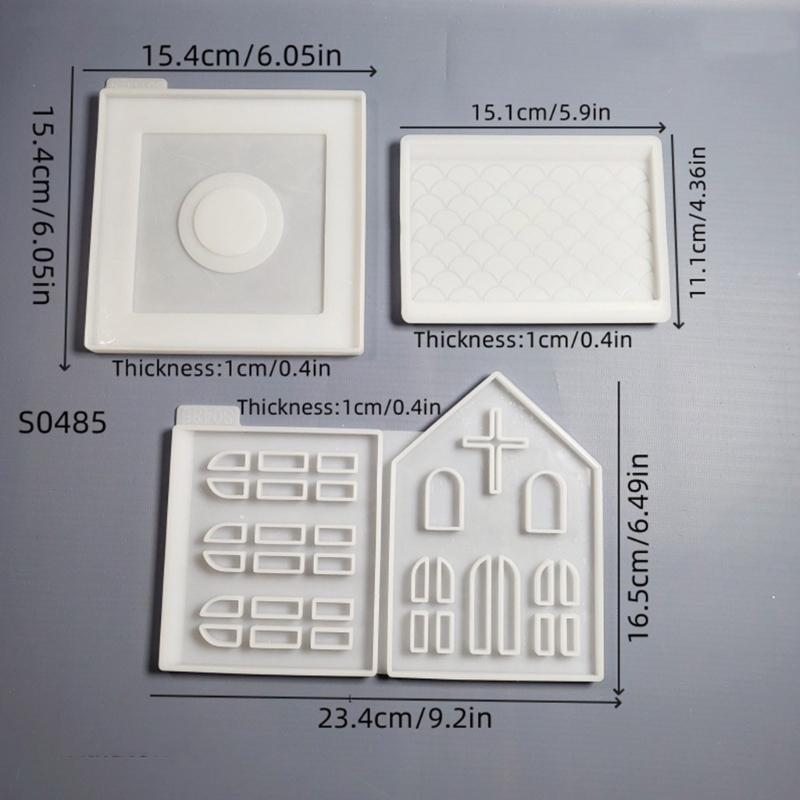 Church House Candle Holder Silicone Mold DIYs Cement Gypsum Mold Unique Candlestick Resin Ornaments Mold Home Decors