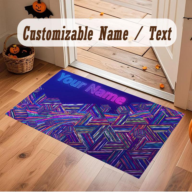 Abstraktes Geometrisches Thema Kristall Samt Boden Teppich Personalisiert Benutzerdefinierter Name Text Warmer Teppich Heim Dekoration