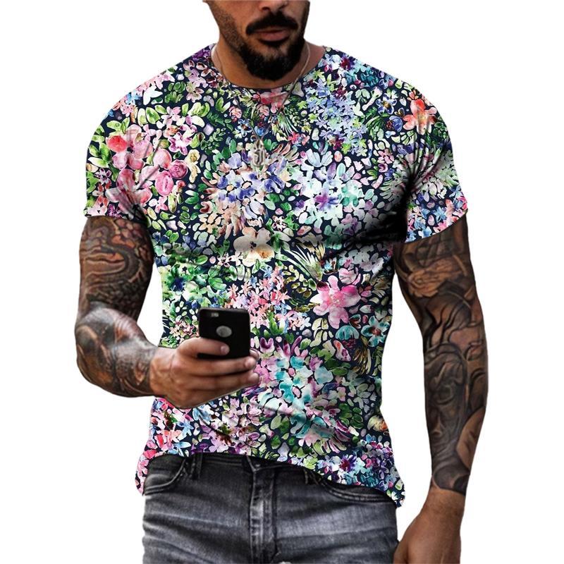 Fashion Beautiful Personality Plant Flowers 3D Print T-shirts Summer Street Style Men