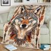 1PC Wolf Elements printed blanket, all season lightweight home office outdoor nap multifunctional blanket A7