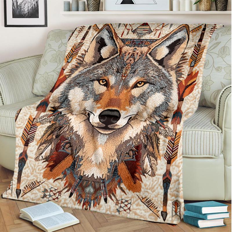 1PC Wolf Elements printed blanket, all season lightweight home office outdoor nap multifunctional blanket A7