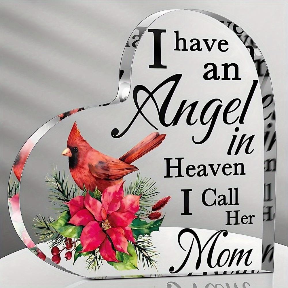 Red Cardinal Sympathy Gift. Mom in Heaven Christmas memorial & remembrance.
